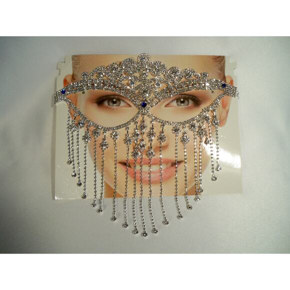 Rhinestone harem dangle mask, costume masquerade cosplay Halloween prom mask - Picture 4 of 5
